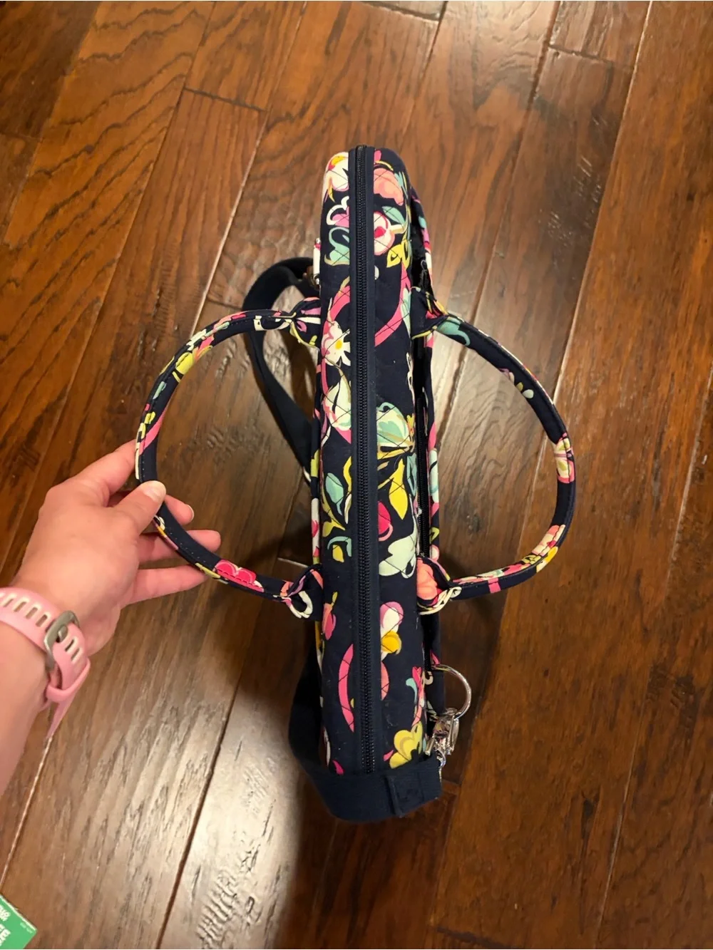 Vera Bradley Navy Floral Laptop Bag with Pink, Yellow & Green Accents
